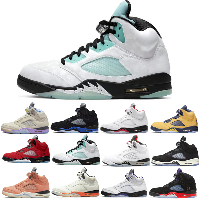 

5s UNC Basketball Shoes jumpman 5 Racer Blue Aqua Dark Concord Fire Red Raging Bull Oregon What The White Cement Mens Trainer, 08
