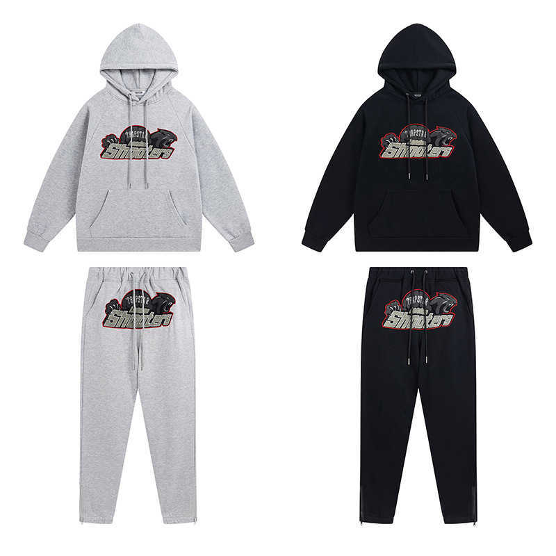 

Trapstar Suit Tiger Towel Embroidery High Street Casual Cotton Hooded Sweater Pants Set Men's Ins Fashion