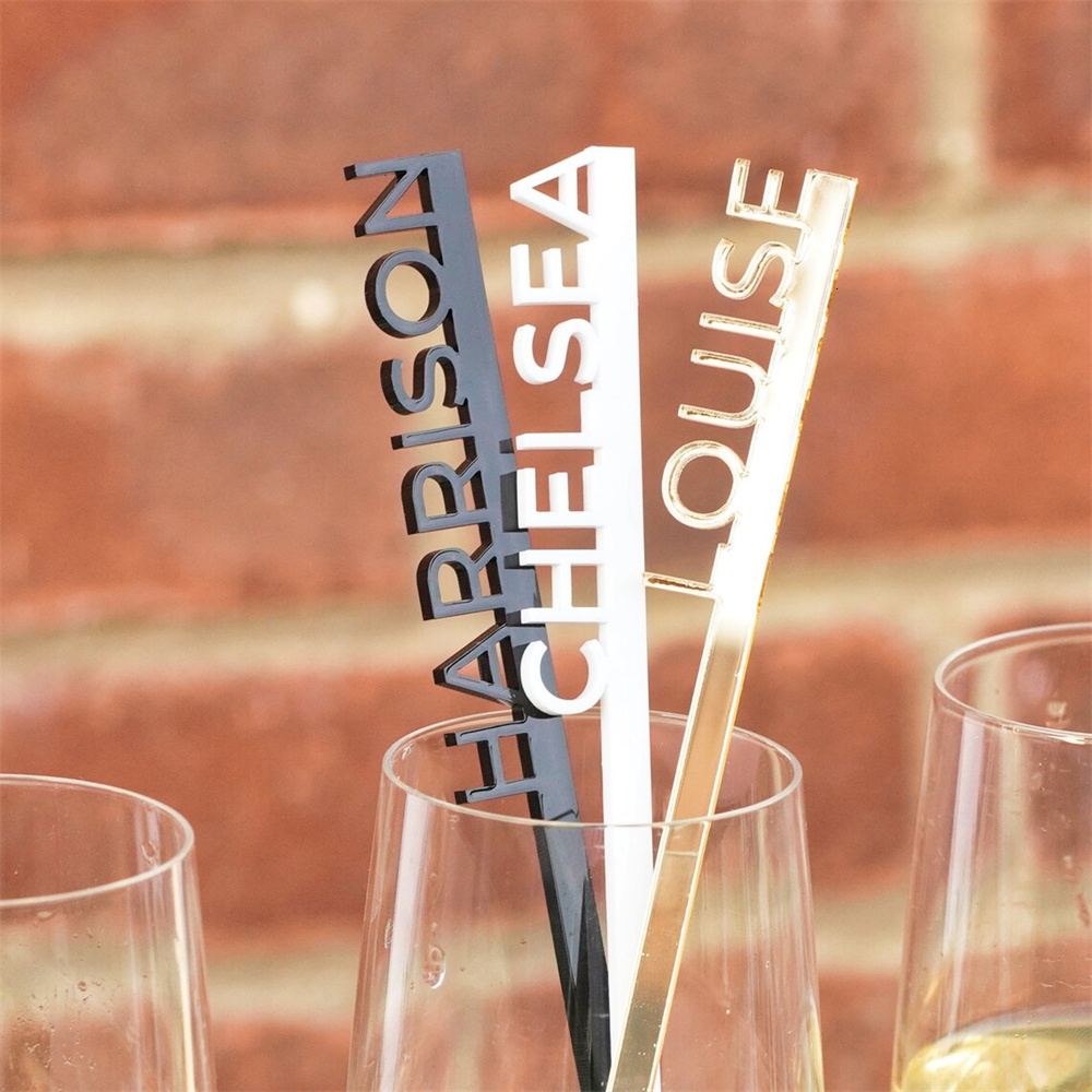 

Other Festive Party Supplies 50pcs Personalized Name Swizzle Sticks Acrylic Table Place Cards Custom Cocktail Drink Stirrer Wedding Baby Shower Decor 230504