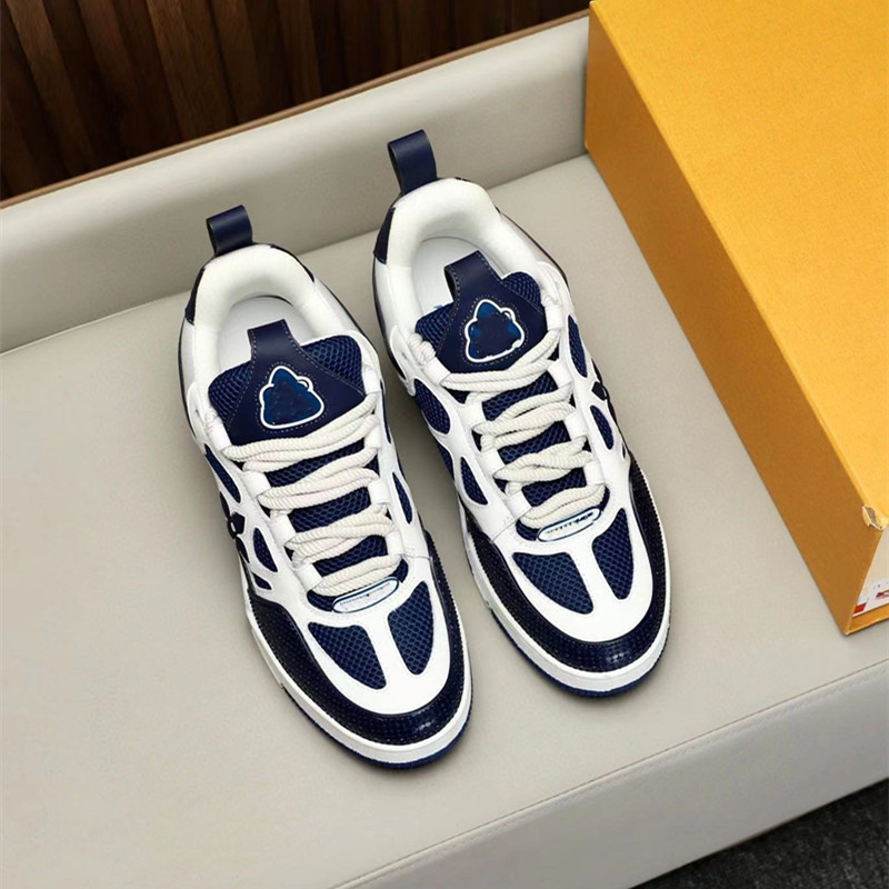 

Designer Casual Shoes Men Rubber Platform Trainers Genuine Leather Sneaker Multicolor Lace-up Skate Shoes Fashion Running Shoe large size 38-46 With shoe box 2023, Red