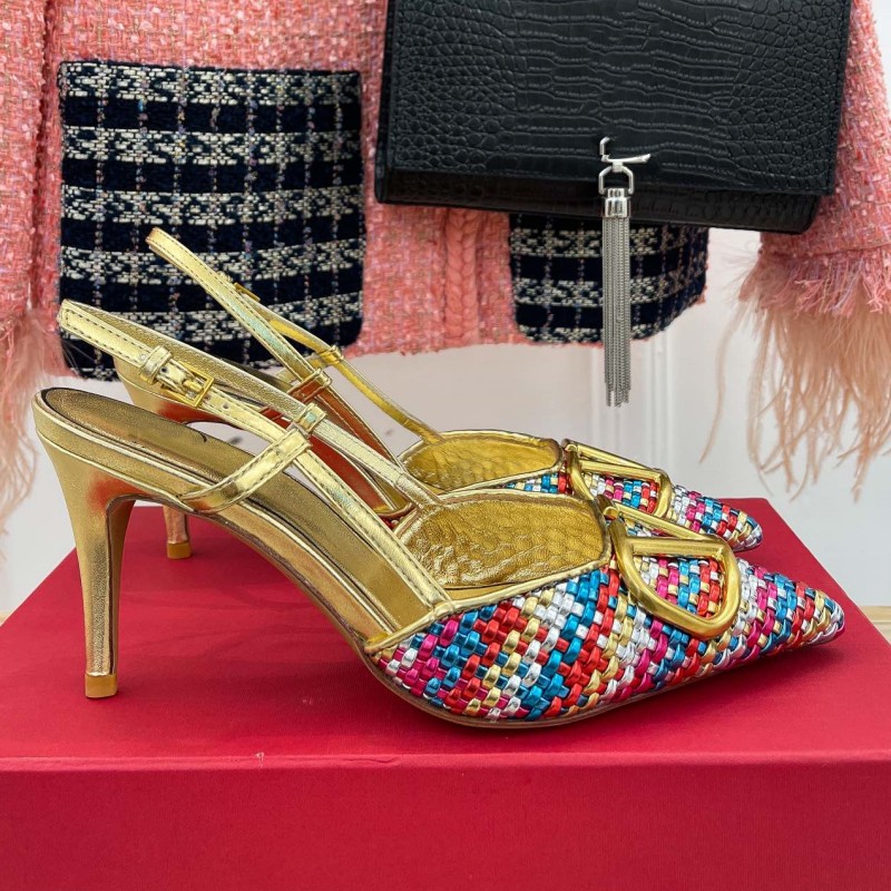 

Fashionable high-heeled shoes hot-selling high-heeled sandals woven high-heeled sandals personality catwalk style leather outsole factory heel height 8cm, Sock