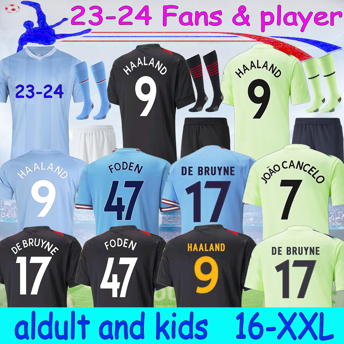

22 23 24 third HAALAND ManS soccer jerseys STERLING aldult kids kit 2023 3RD City GREALISH DE BRUYNE RUBEN GESUS BERNARDO MAHREZ FODEN player football shirt 16-4XL, 23-24 home fans kit