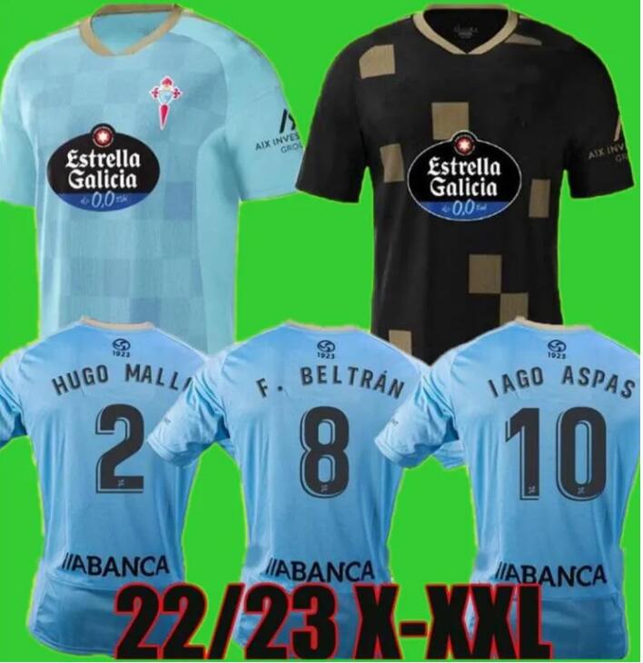 

23 Celta de Vigo soccer jerseys IAGO ASPAS F.BELTRAN home away 2022 2023 camiseta de futbol NOLITO MALLO SOLARI S. MINA Brais Mendez football shirts CV, Kids size