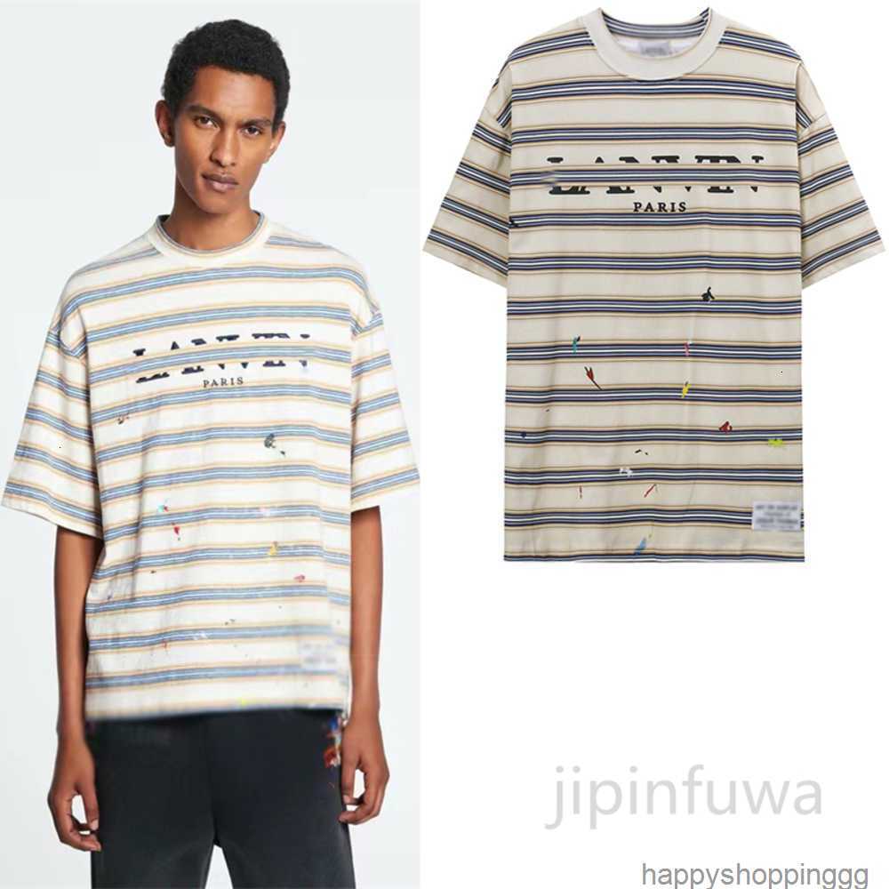 

Men' Women T-shirts Pure Cotton Shorts Sleeves t Shirts Summer Wear Stripe Pattern Sweatshirt Crewneck Loose Casual Quick Dry Sports Tees 4nyh, Beige