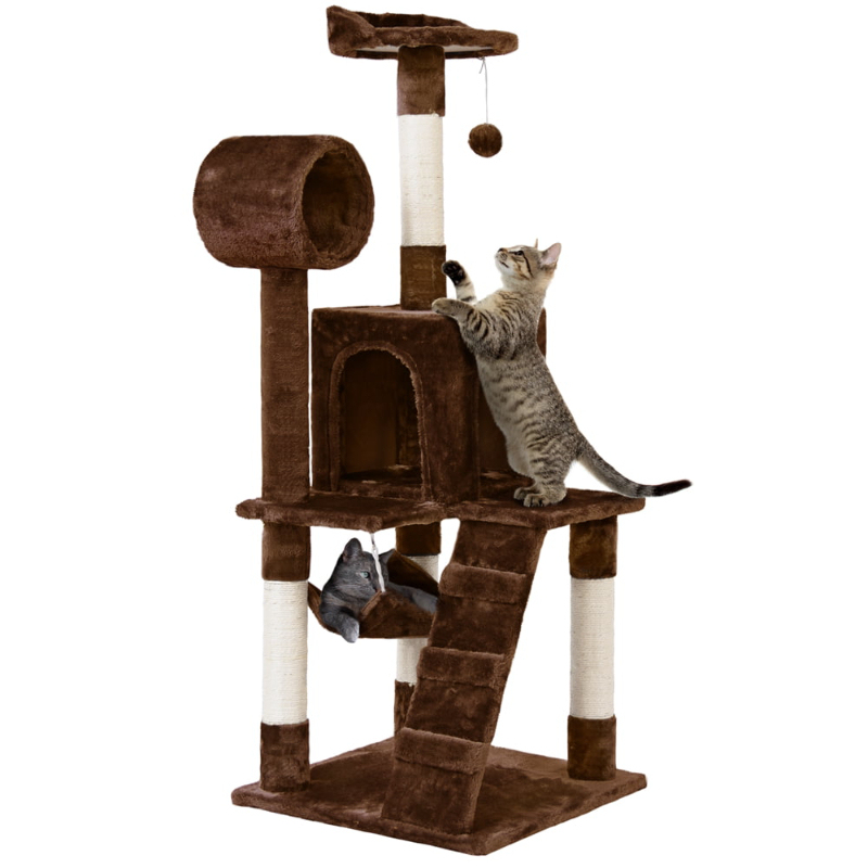 

51 Tree with Hammock and Scratching Post Tower, Brown
