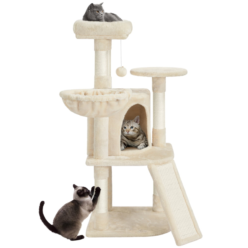 

Tree Tower with Condo Basket Perch Platform for Small Medium Cats, Beige