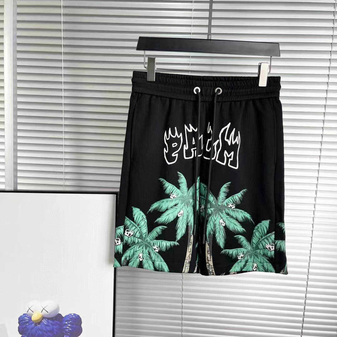 

Designer Short Fashion Casual Clothing PA Palmes Angels Summer Large Loose Beach Pants Mens Coconut Tree Pattern Quick Dried Pants Shorts Couples Joggers Sportswea, Black