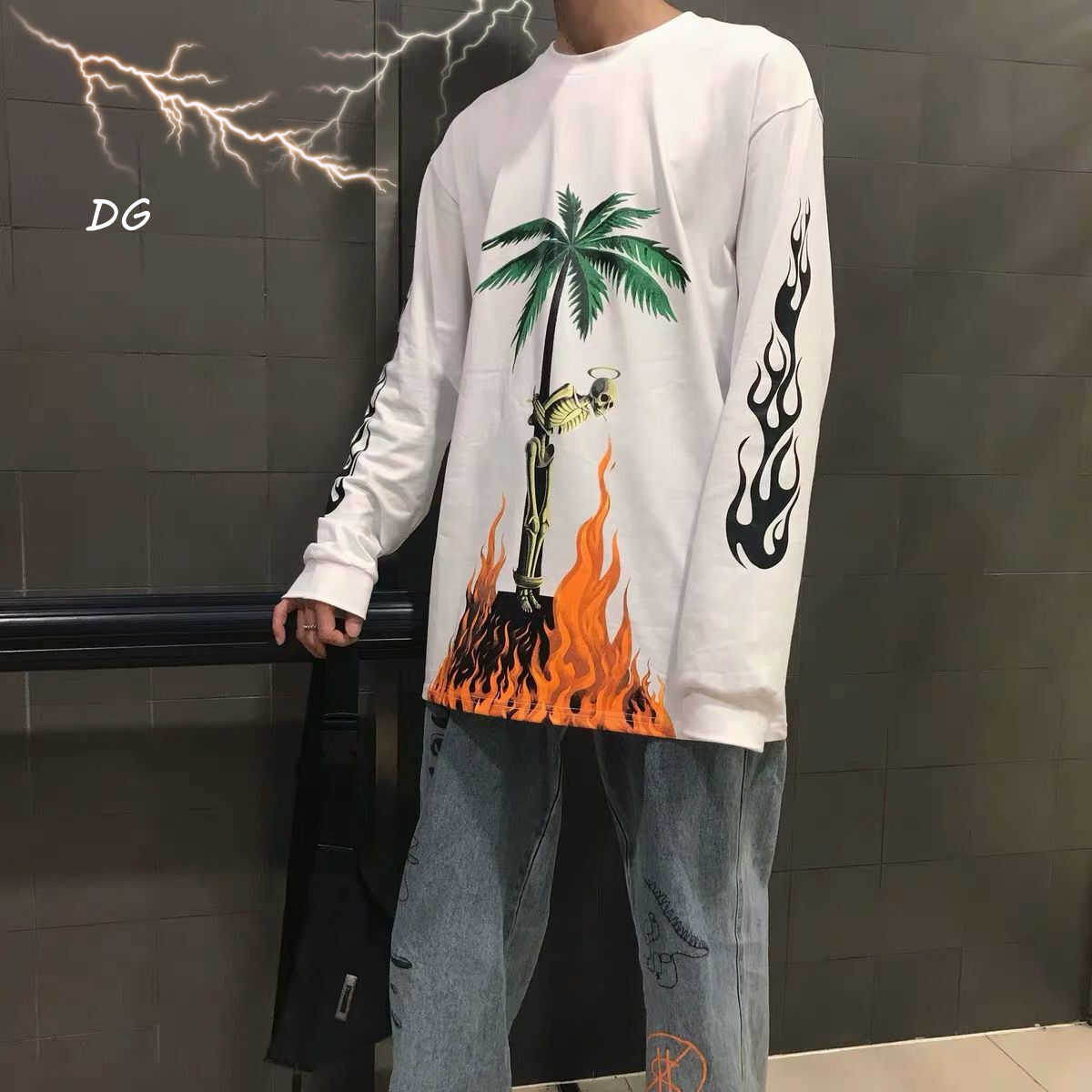 

Designer Clothing PA Men's Sweatshirts Fashion Hoodies Palmes Angels 20ss Coconut Flame Long Sleeve Loose Round Neck Sweater Unisex Luxury Casual Pullover jacket, Shipping fee