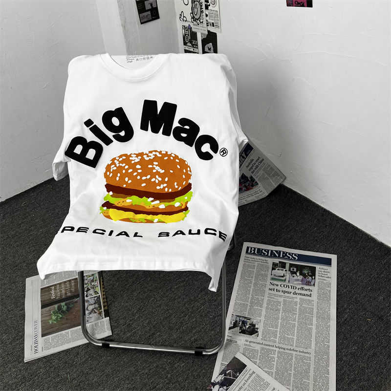 

Designer Men's T-shirts Cpfm x Mcdonald's Co Branded Burger Foam Print Short Sleeve Round Neck Loose Men's and Women's T-shirts Ins, White