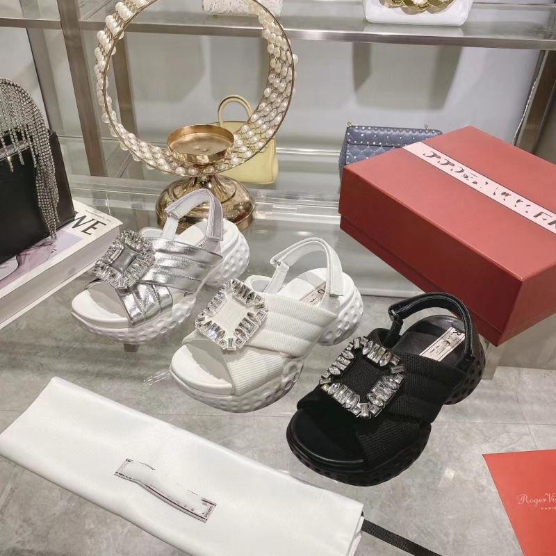 

2023 summer new casual women's shoes rhine-diamond buckle sports sandals thick platform cake bottom increase rv sandals