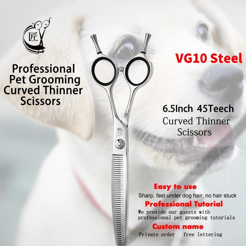 

Grooming Crane Highend 6.5 Inch Professional Dog Grooming Scissors Curved Thinning  For Dogs Cats Animal Hair Tijeras Tesoura, Thinner