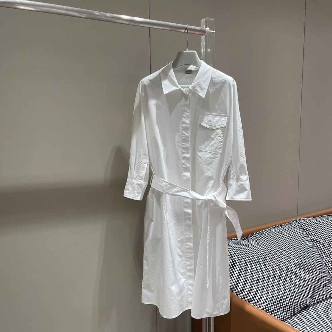 

ladies dress fashion band spring and summer long sleeve shirt dress, White