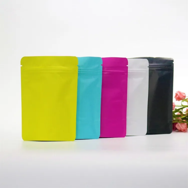 Colorful Matte Stand Up Zip Lock Mylar Packaging Bags Aluminium Foil Zipper Standing Food Storage Bag for Snacks with Tear Notch