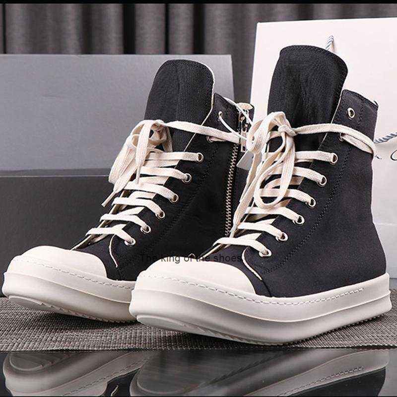 

2023 Correct2022s High Street Rick RO Canvas Shoes Men's Casual Shoes Black Male Sneakers Streetwear Solid Lace-up Owens Designer Women's Sneaker Woman Boots 36-46, Black canvas 1