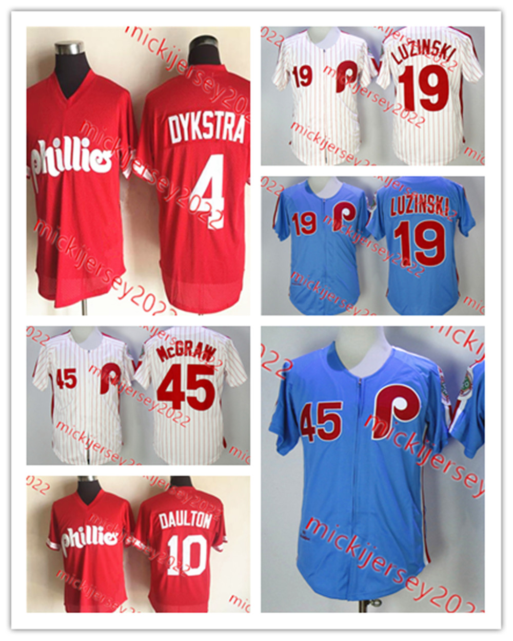 

Greg Luzinski Tug McGraw Baseball Jersey #4 Lenny Dykstra Stitched Mens #10 Darren Daulton Throwback Jerseys -3XL, 45 tug mcgraw