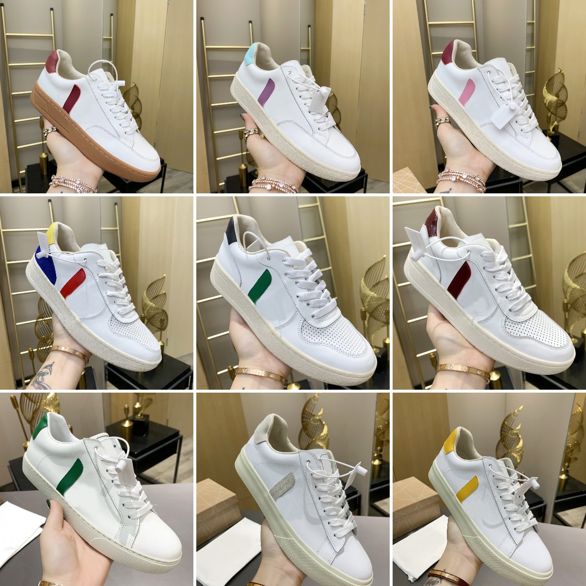 

V-10 Shoes Designer Sneakers V-10 Shoes Men Classic White Unisex Fashion Couples Vegetarianism Style Campo Sneaker Size 38-45, Colour 30