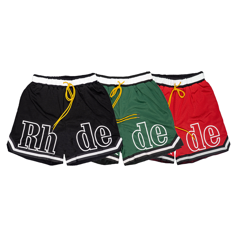 

Designer men RH limited rhude shorts summer swim short knee length hip hop high street sports training beach pants mens elasticS-XL, Gray