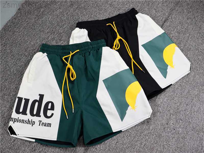 

Men' Shorts Sunset RHUDE Shorts Men Women Top Version Streetwear Loose Inside Mesh Drawstring Rhude Breeches With Tags