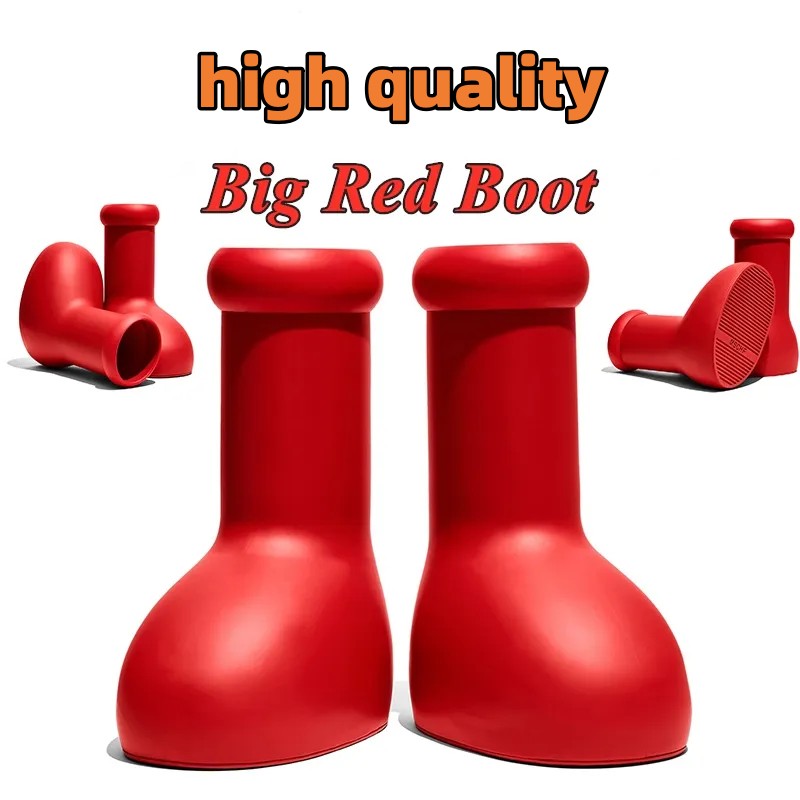 

2023 Designer Mschf Men Women Rain Boots Big Red Boot EVE Rubber Astro Boy reps Over the Knee Booties Cartoon Shoes Thick Bottom Platform Size 35-45