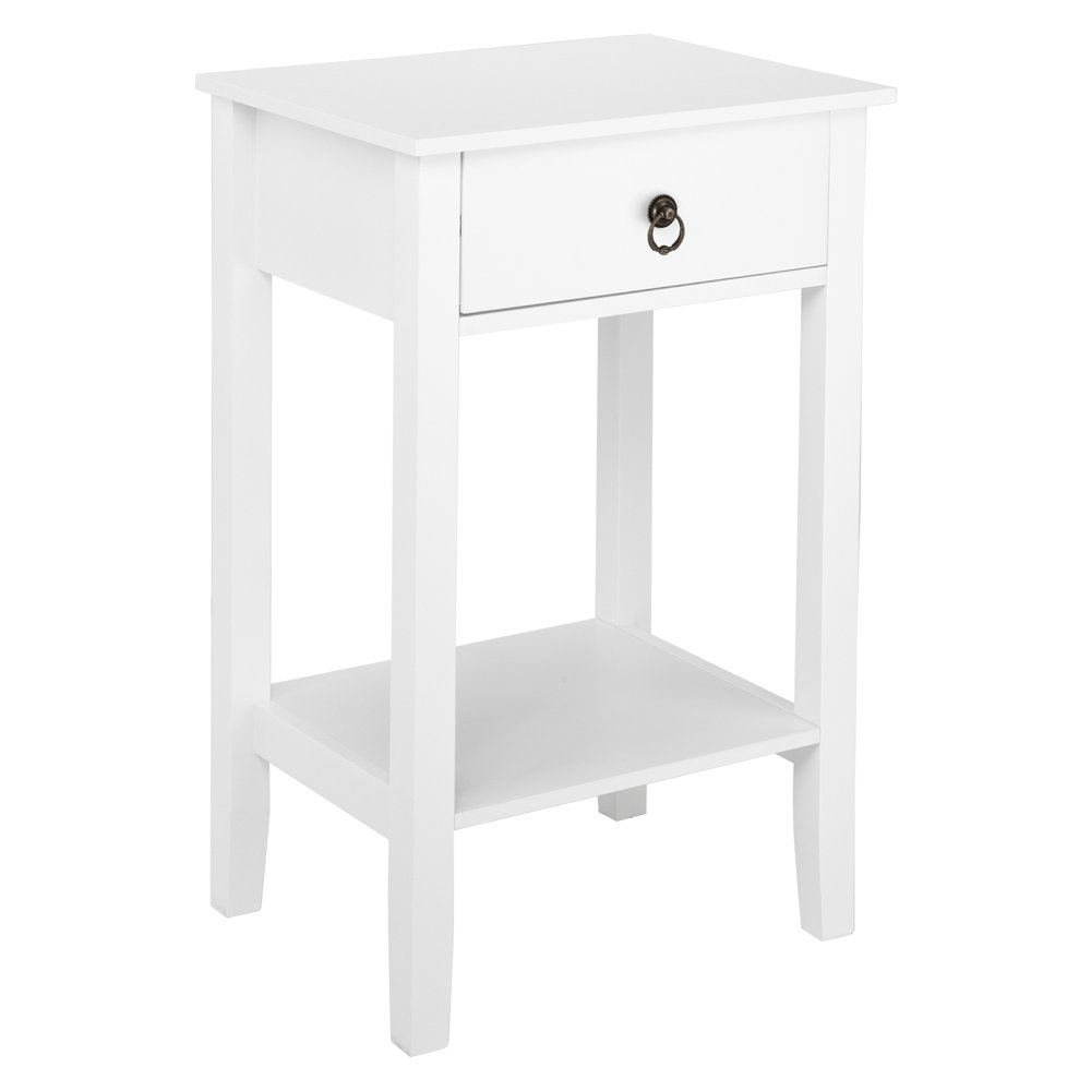 

Night Stand Storage Bedside Table with Drawers Cabinet Multi Function Shelf Modern Fashion Design White