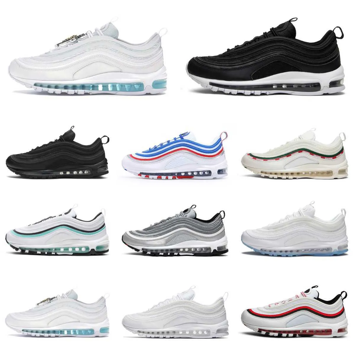 

Bicycle shoes Trainers Max 97 Sports Shoes Mens Women MSCHF X INRI Jesus Undefeated Black Summit Triple AirMaxS White Metalic Gold Designer, #23 grey light