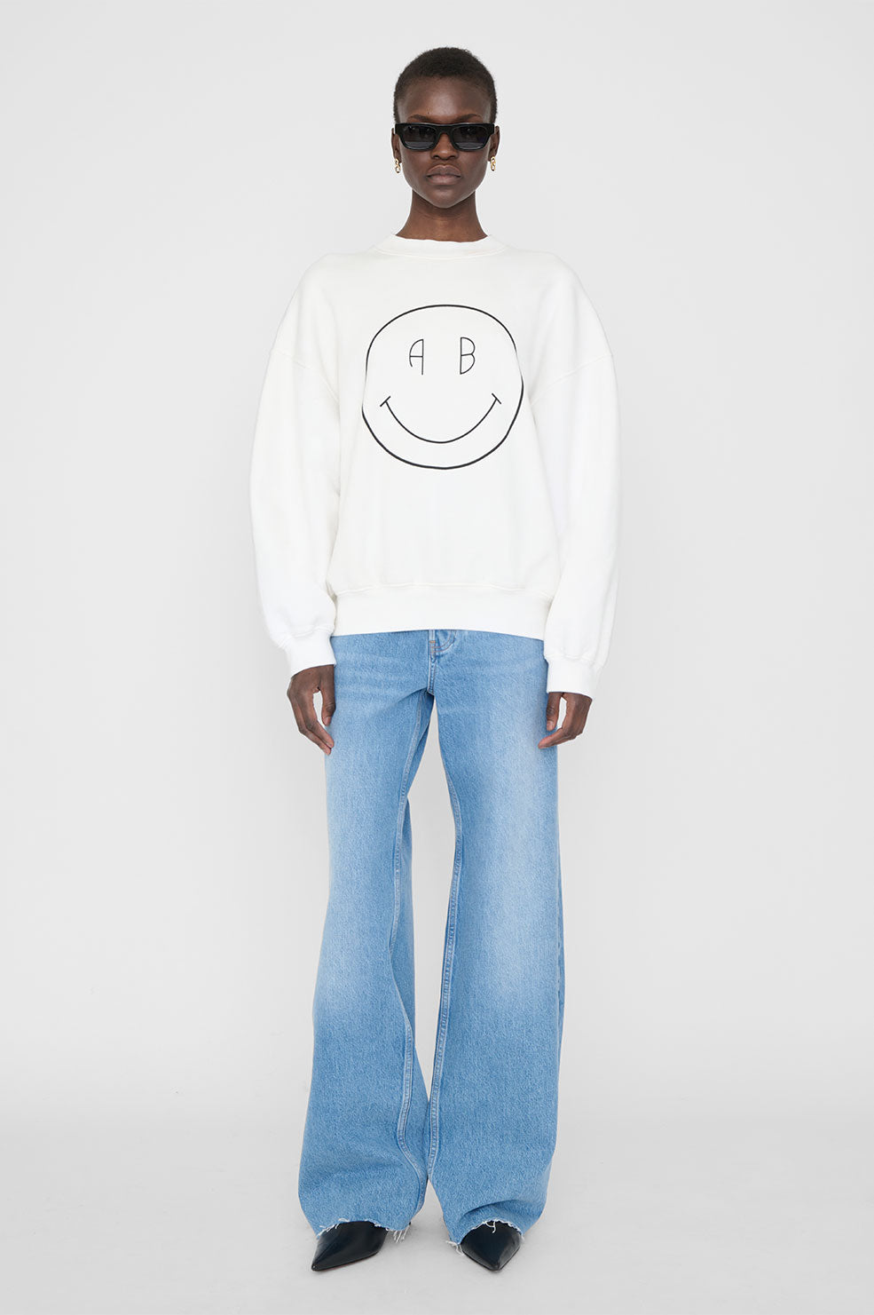 

ANINE BING Women Designer Sweatshirts 2023ss New Fashion White Jaci Sweater Cotton Casual Pullover Jumper Crew Neck Hoodie