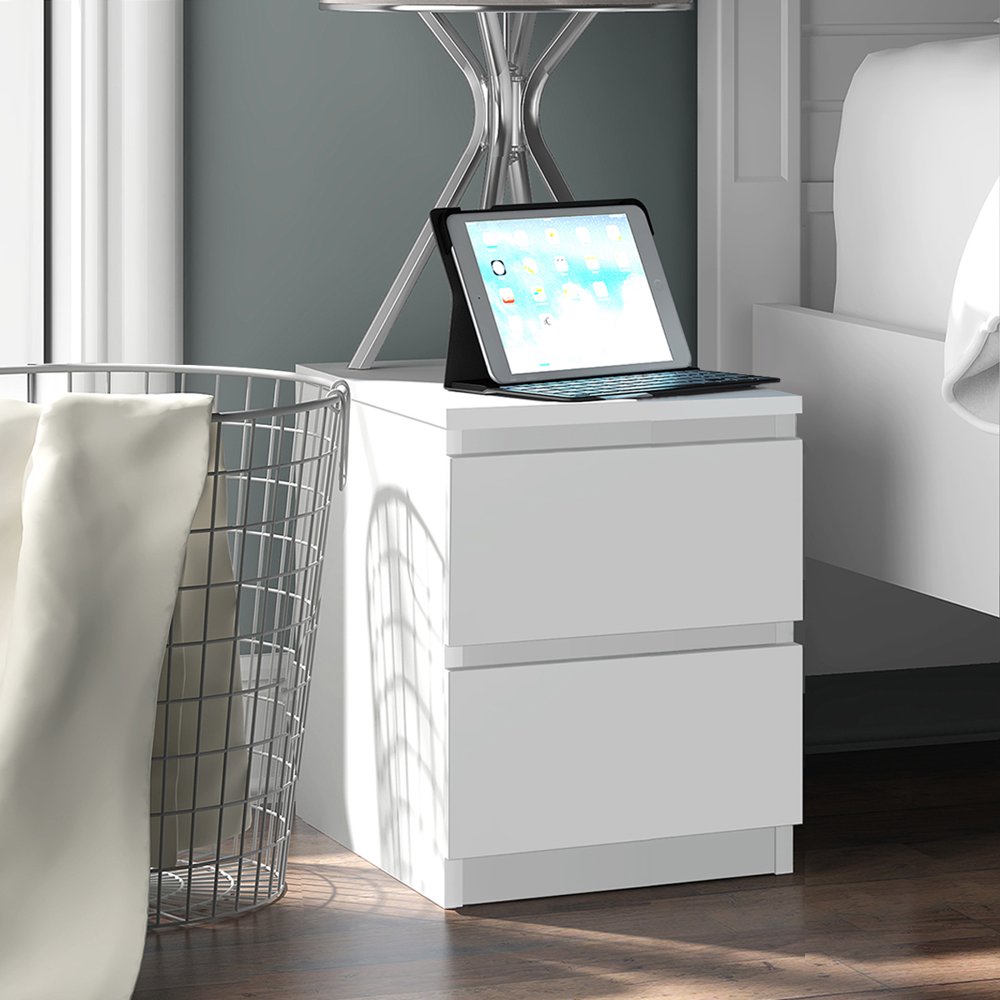 

2 Drawers Nightstand for Bedroom, Bedside End Table Organizer, Wooden White Finish 13 x 12 6 x 16 15