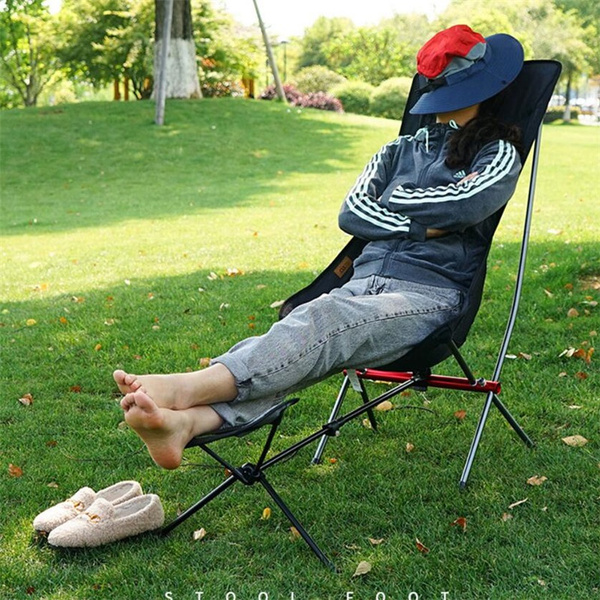 Portable Folding Moon Chair Camping Fishing Folding Stool Extended Hiking Seat Garden Ultralight Outdoor Chair-image-863179072