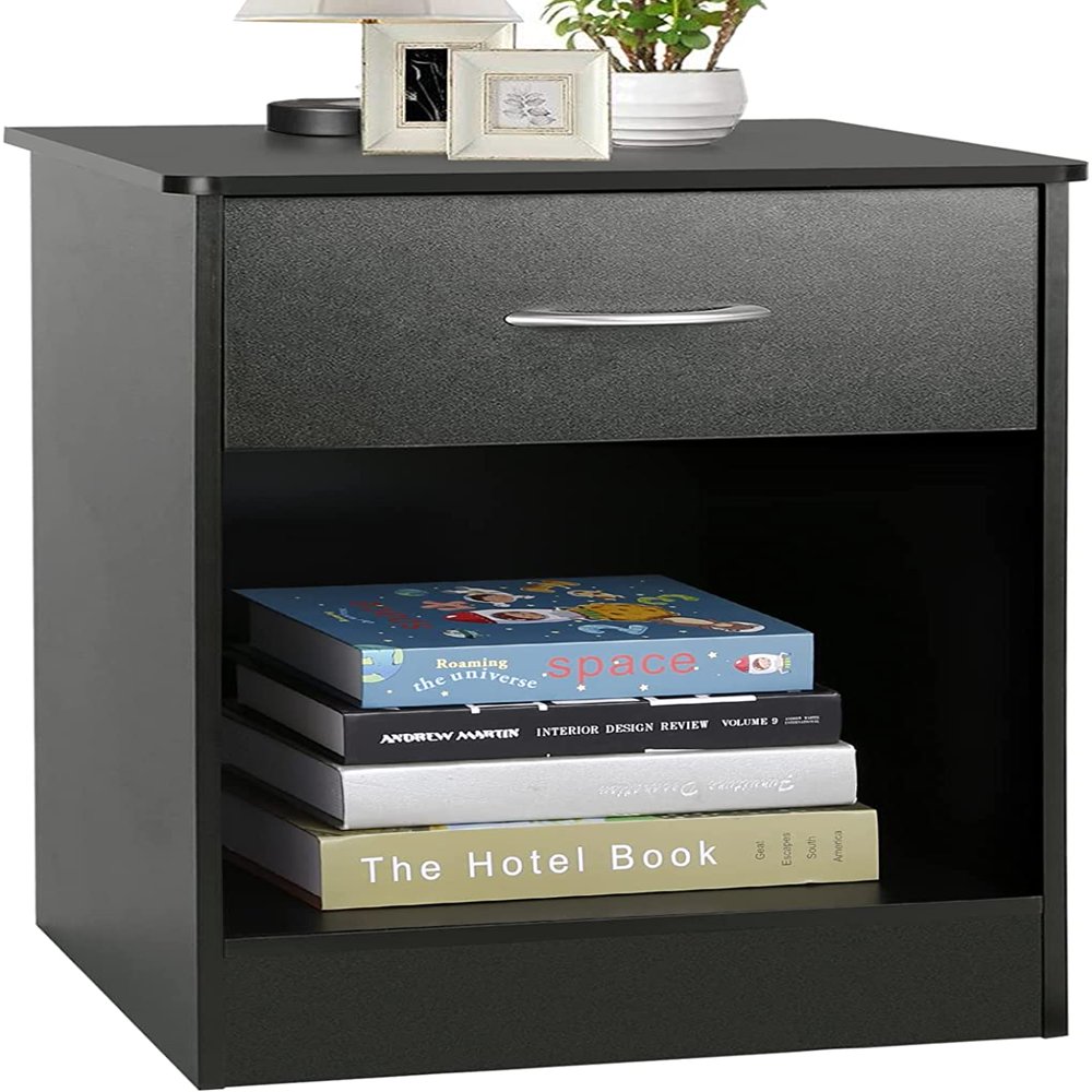 

Black Nightstand with Drawer, Bedside Table Side Table for Small Place, Bed Table End Tables for Living Room Bedroom, File Cabinet Storage w