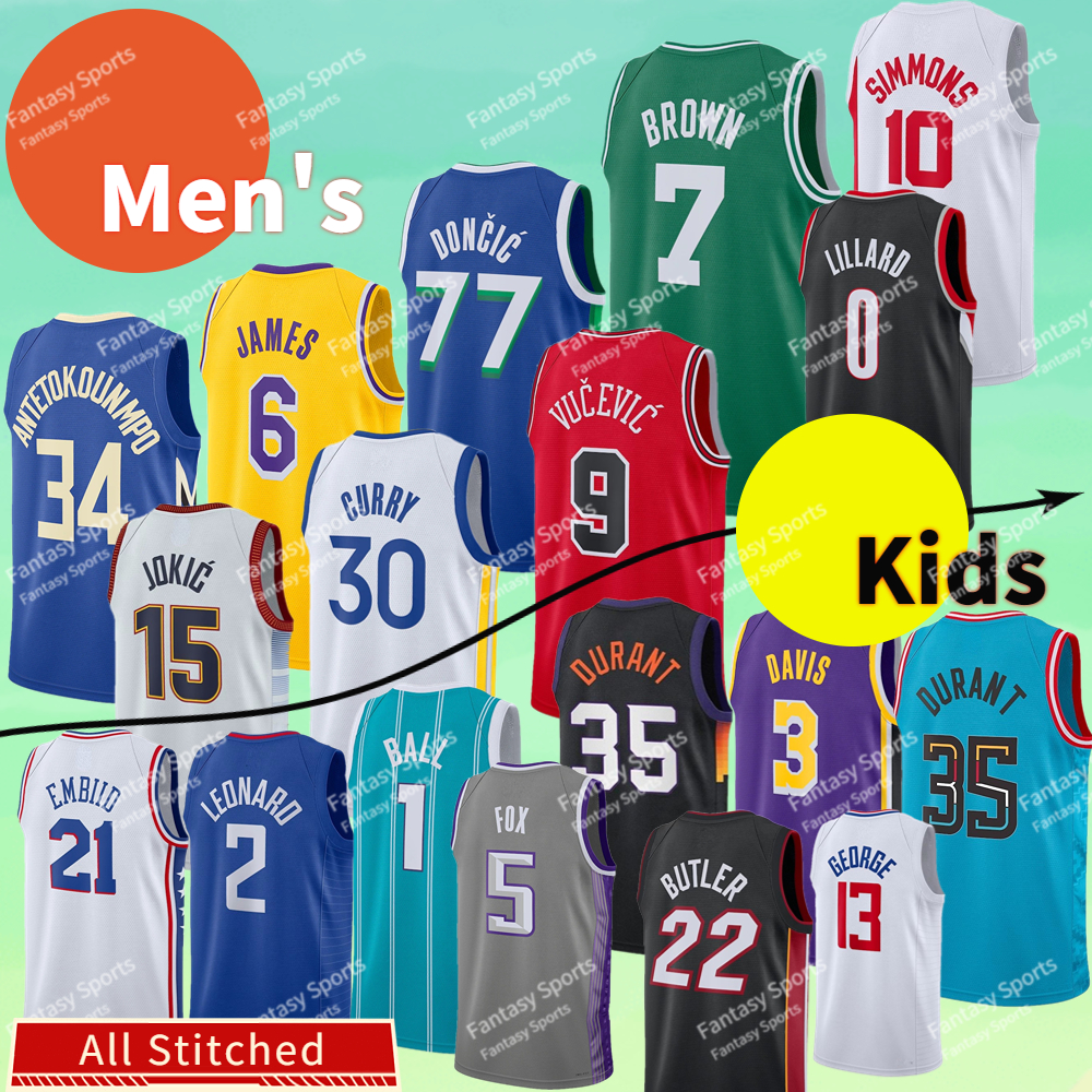 

Giannis 34 Basketball Jersey 5 Fox Antetokounmpo Kids Jerseys Jalen Brunson 2023 Ja Morant Luka LaMelo Ball Doncic Booker Durant Kyrie Irving Men Shirts, Men jersey