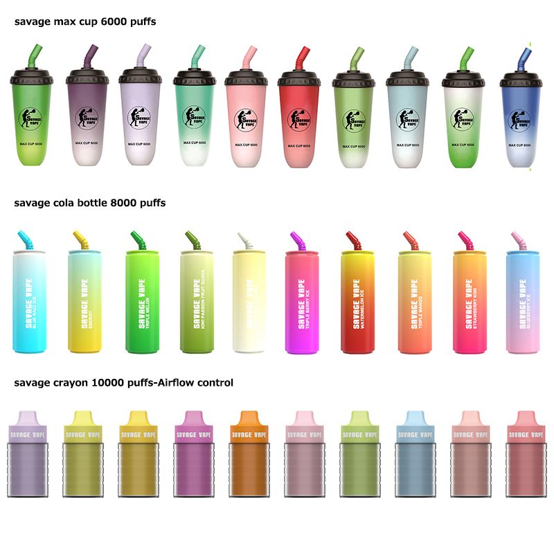 

e cigarette savage cola bottle 8000 puffs disposable vape pen 9000 puff 9k crystal vape rechargeable battery prefilled cart airflow control 0% 2% 3% 5% max cup 6000 pod bar