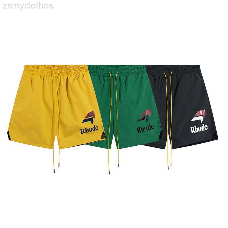 

Men' Shorts 23SS New RHUDE Men Breathable Beach Shorts Men Women Best Quality Mesh Breathable Summer Oversize Drawstring Shorts