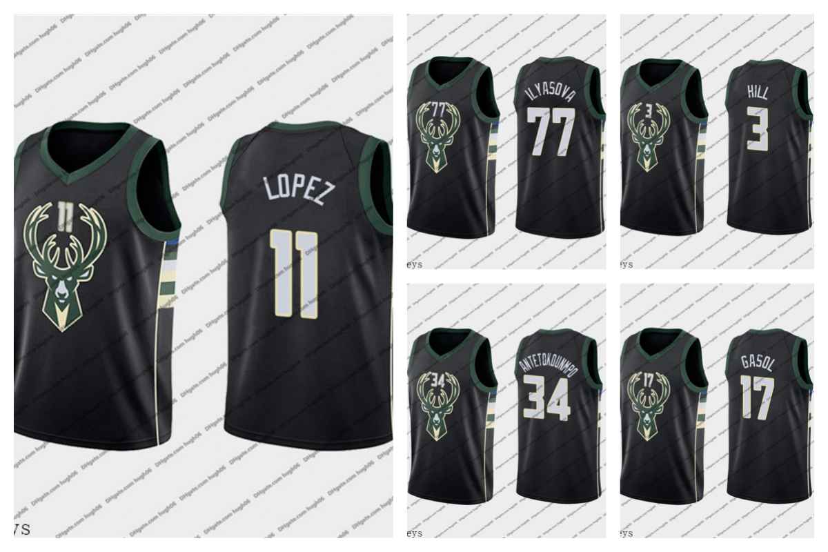 

Milwaukee''Bucks''Men Jersey 34 Antetokounmpo 22 Middleton 11 Lopez 77 Ilyasova 3 Hill 17 Gasol Khris Giannis Brook lopez Statement''NBA''Basketball Jerseys, #3