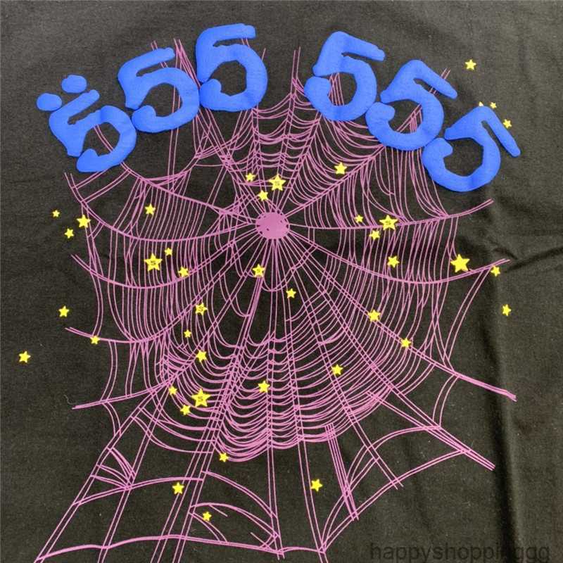 

Foaming Printing Sp5der 555555 Angel number T Shirt Men Women 11 Best Quality Spider Web Pattern T-shirt Top Tees