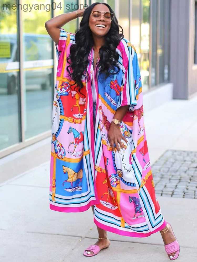 

Women's Swimwear Beach Kimono Swimsuit Cover Ups for Swimwear Women Horse Printed Bohemian Pareo Wrap Dresses 2023 New Holiday Bathing Suits T230505, Pink
