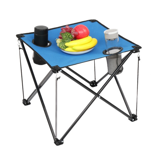 Oxford Cloth Steel Square Outdoor Folding Table Blue-image-863179033
