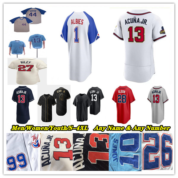 

2023 City Connect Baseball Jersey Matt Olson Austin Riley Ronald Acuna Jr. Sean Murphy Ozzie Albies Bryce Elder Max Fried Eddie Rosario Marcell Ozuna Hilliard Jones 4X, Men coolbase red