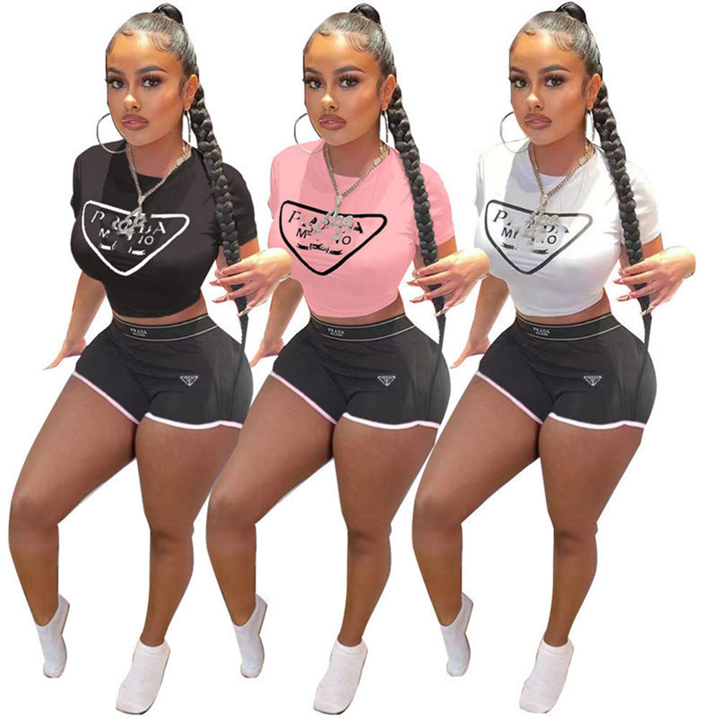 2023 Brand Women Tracksuits Contuiets à manches courtes Ensemble 2 pièces T-shirts shorts d'été