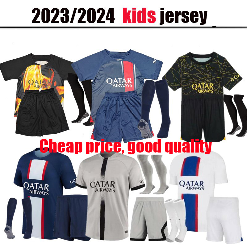 

22 23 24 kids kit socks home away MBAPPE HAKIMI PLAYER #30 soccer jersey PAriS SERGIO RAMOS Maillots de football 2023 2024 MARQUINHOS VERRATTI shirt uniforms maillot 99