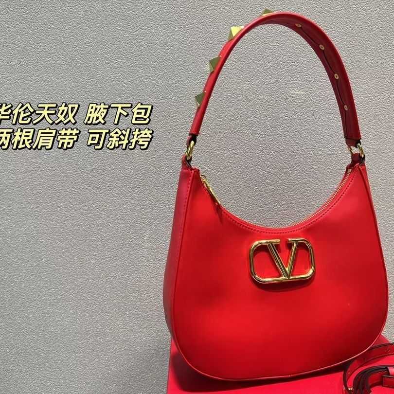 

Women Handbag Bags Luxurys Valentiones Designer New Women's Black Leather Logo Riveted Zipper Portable Shoulder Bag Size 28 18 1 YL3G