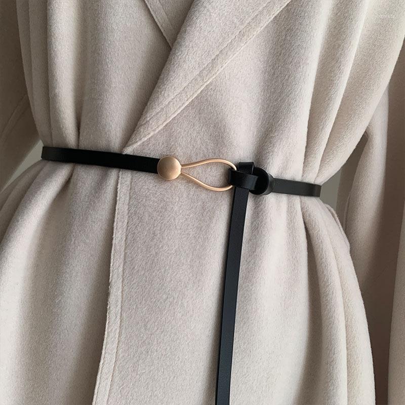 

Belts Thin Golden Buckle Belt Fashion PU Leather Strap All-match Dress Trousers Women Waistband Summer Accessories, Black