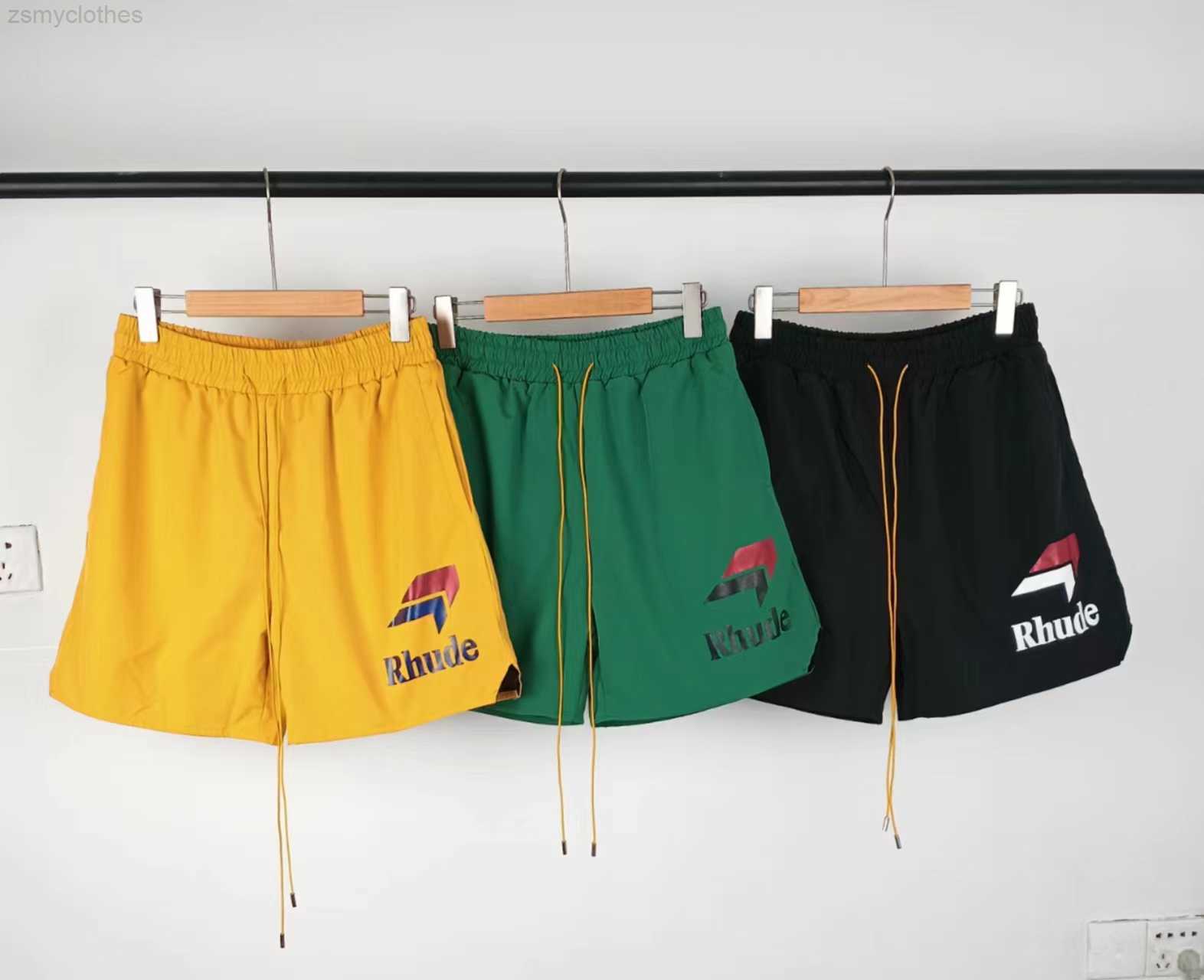 

Men' Shorts Rhude Summer New Letter Embroidery Shorts Men Women 1 1 Best Quality Yellow Green Black Mesh Breeches