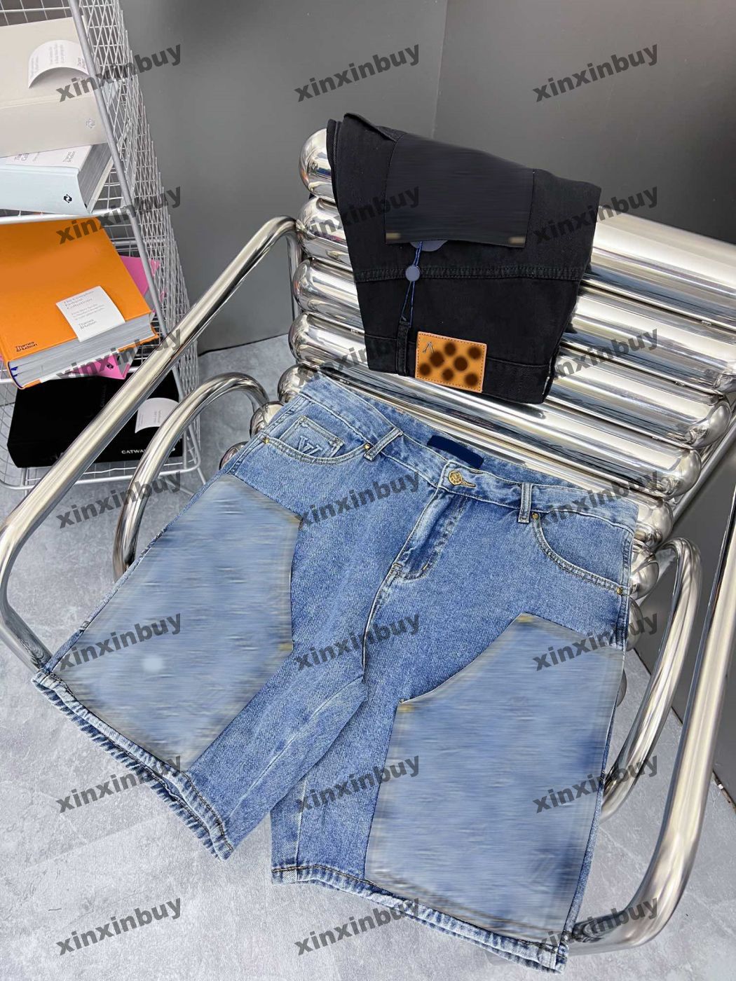 

xinxinbuy Men women designer Shorts pant letter emboss print fabric cotton Spring summer white black blue S-XL