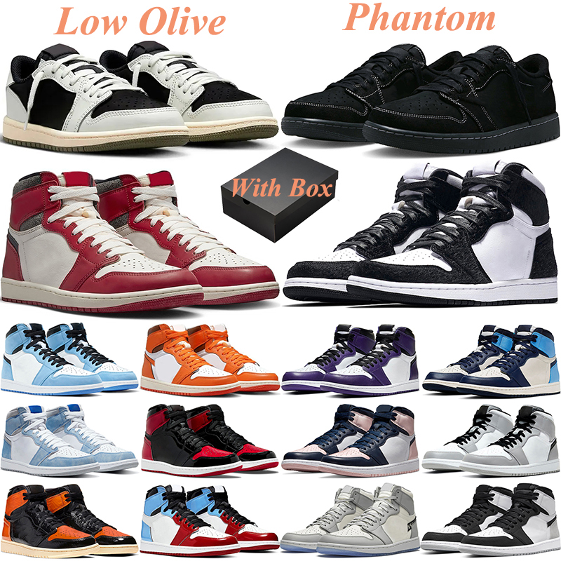 

Free Shipping Basketball Shoes Black Phantom 1 Low 1s High Chicago Lost Found Olive Men Women travis scotts 1s lows Reverse Mocha Patent Bred Mens Trainer, #18