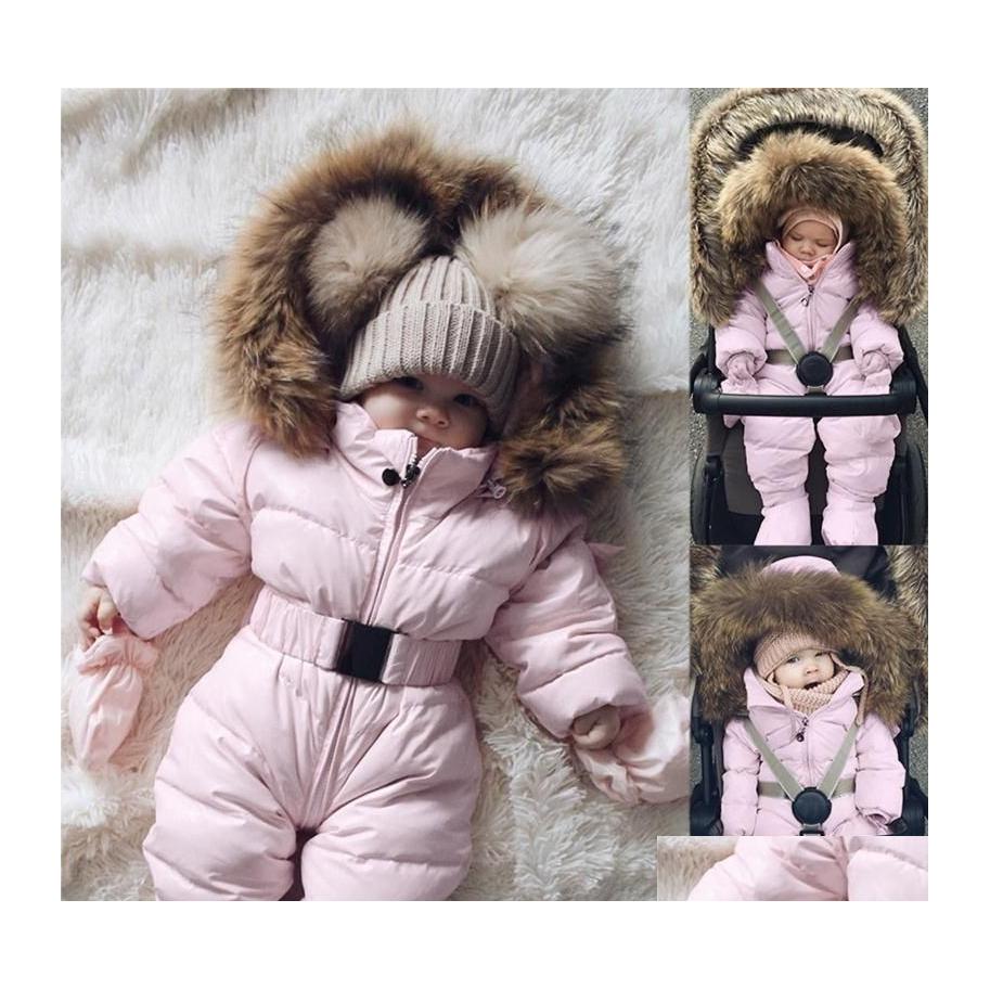 

Jumpsuits Baby Clothes Winter Romper Down Coat Infant Girls Boys Snowsuit Fur Hooded Warm Outerwear Jumpsuit Born Overalls Coats Dro Dhk1X, Hot pink romper