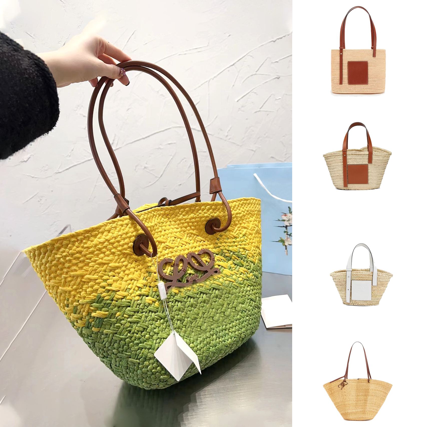 

classic anagram luxury Straw messenger bag men a5 tote Fold Shopper weave yellow handbag Woman clutch Shoulder Bag large designer bucket Crossbody travel Beach bags