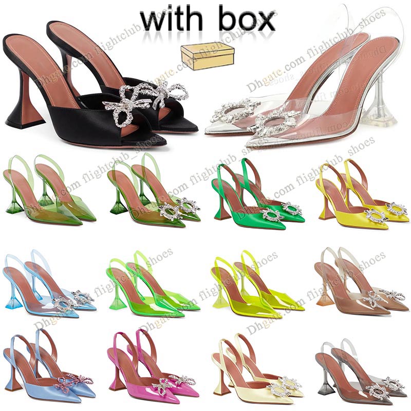 

Amina Muaddi Sandals Designer Heel Women dress shoes Lupita Metallic Mules PVC Top Strap Famous Ladies Transparent Wine Cup Heels Ladies Clear Summer Crystal, 1 (1)