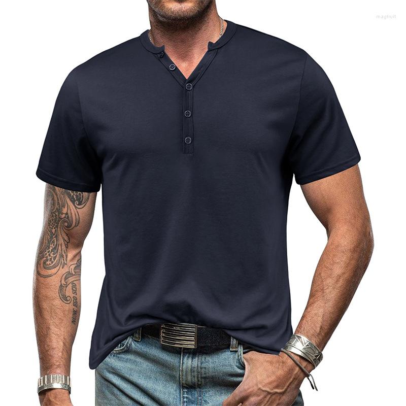 

Men' T Shirts Button Decorated Short Sleeve T-Shirt For Men, Black