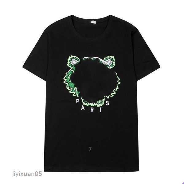 Women's Kenzo Designer Men's Tiger Head Embroidered Luxury Loose Short Sleeve Sports Classic 2 U123-image-863592692