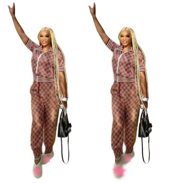 

23GGSS spring NEW Women' Tracksuits Casual fashion Luxury Suit 2 Piece Set designer Tracksuit J2662, Red